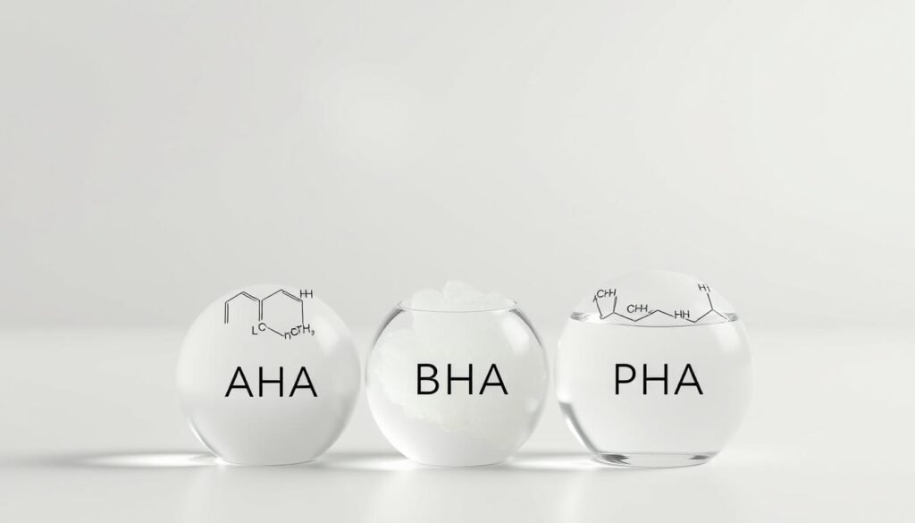 tipos de ácidos AHA BHA PHA para skincare