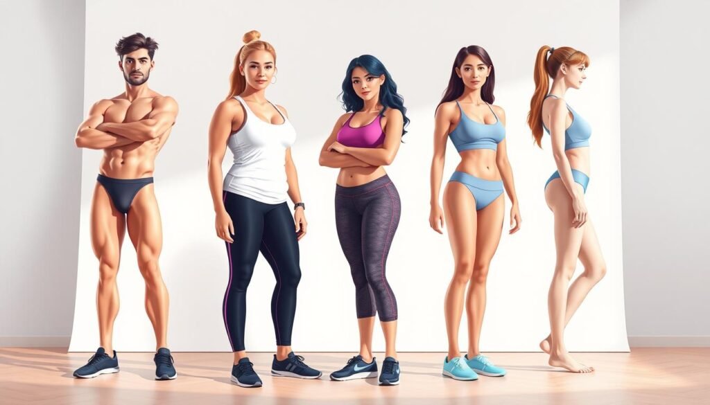 top academia modelagem para diferentes tipos de corpo