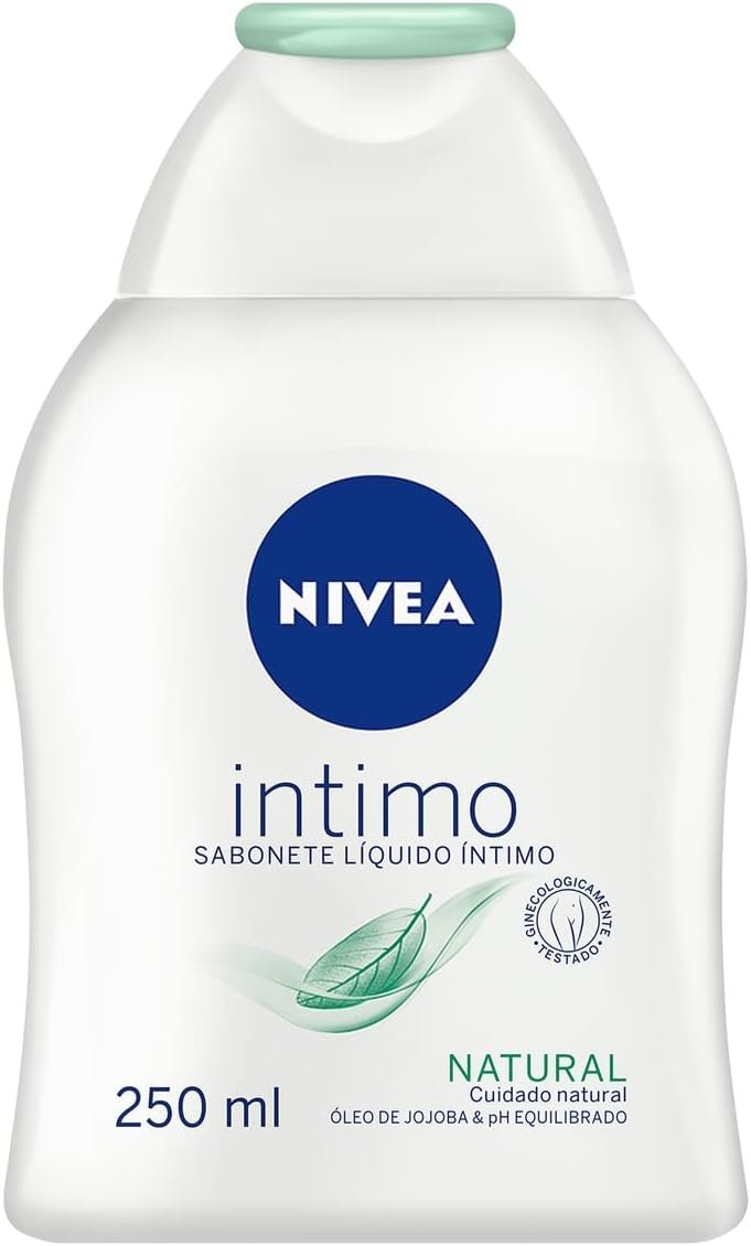 NIVEA Sabonete Líquido Íntimo Natural 250ml - Mantém o ph natural, com extrato de camomila e óleo de jojoba, limpeza suave, sem corantes, testado dermatologicamente e ginecologicamente