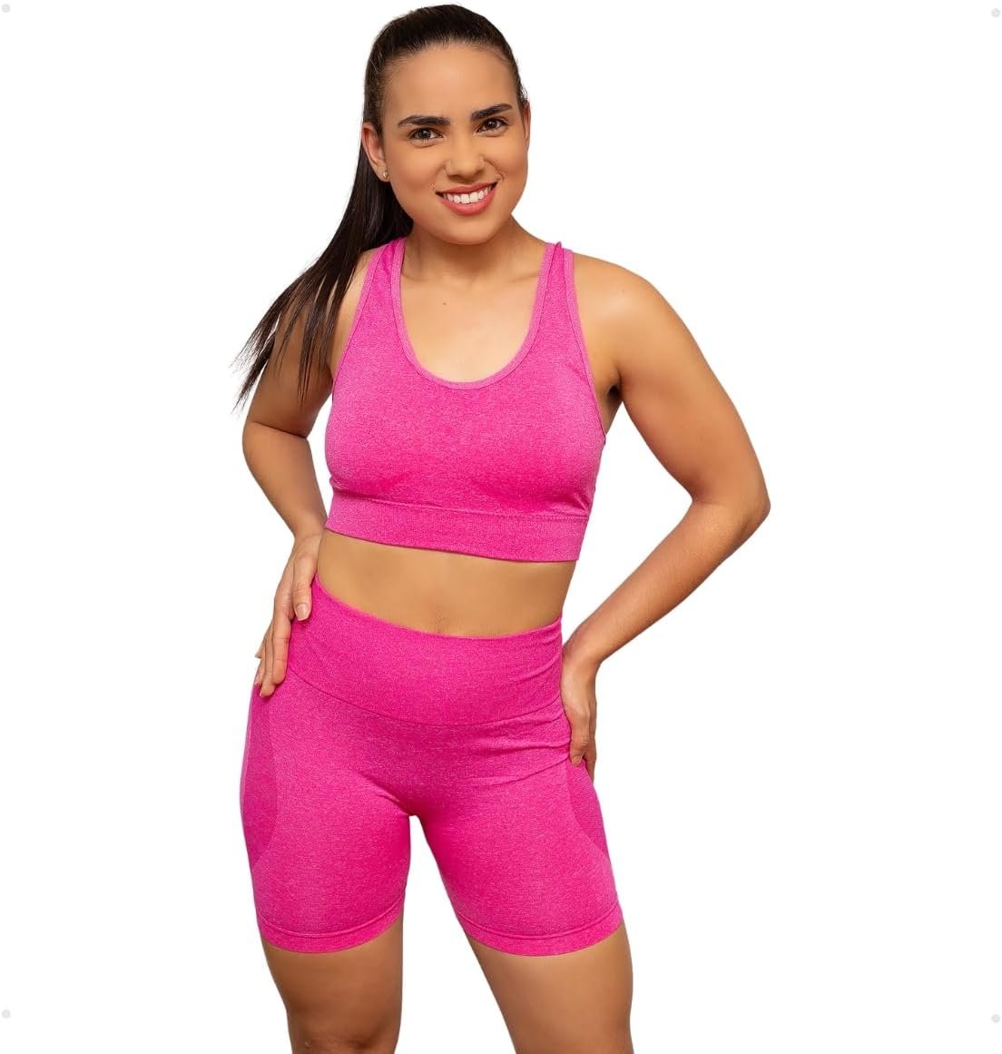 Top Short Conjunto Academia Fitness Levanta Bumbum Esportivo Feminino Short e Top Cós Alta