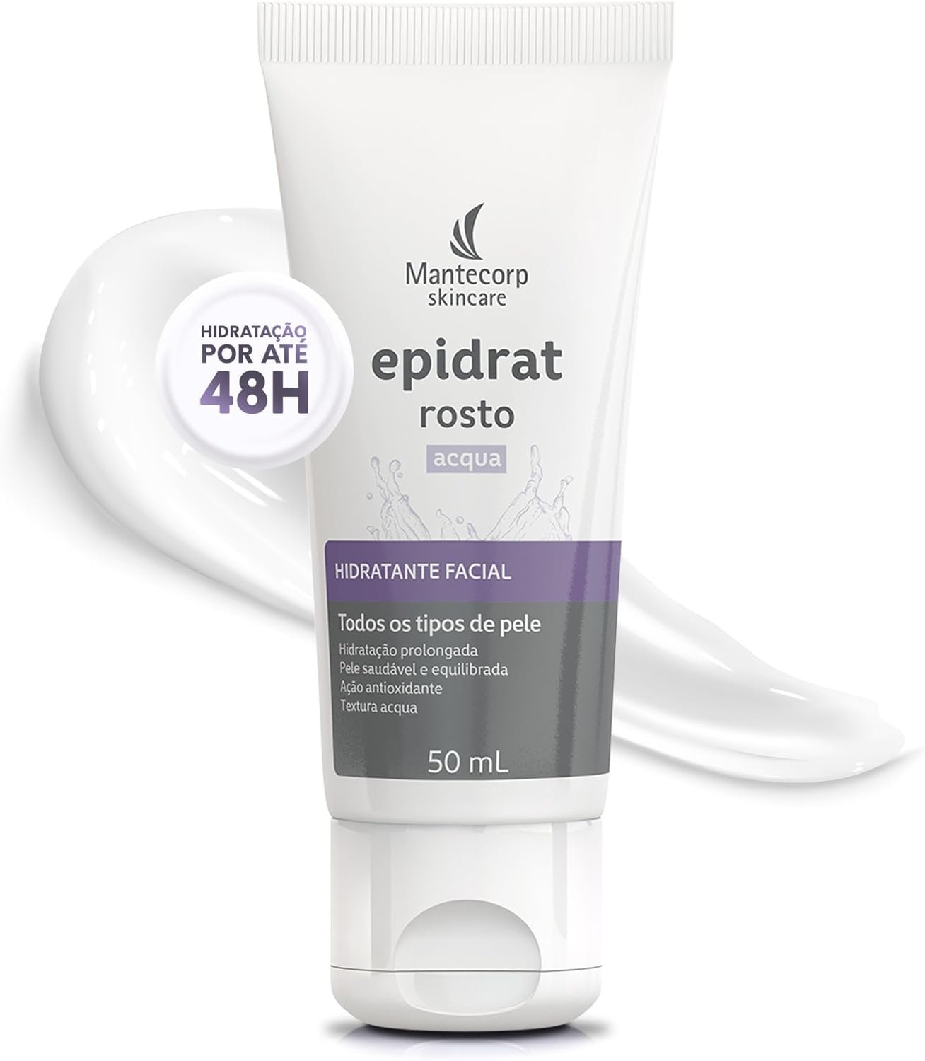Hidratante Facial Epidrat Acqua - 50ml - Textura Leve e Rápida Absorção - Mantecorp