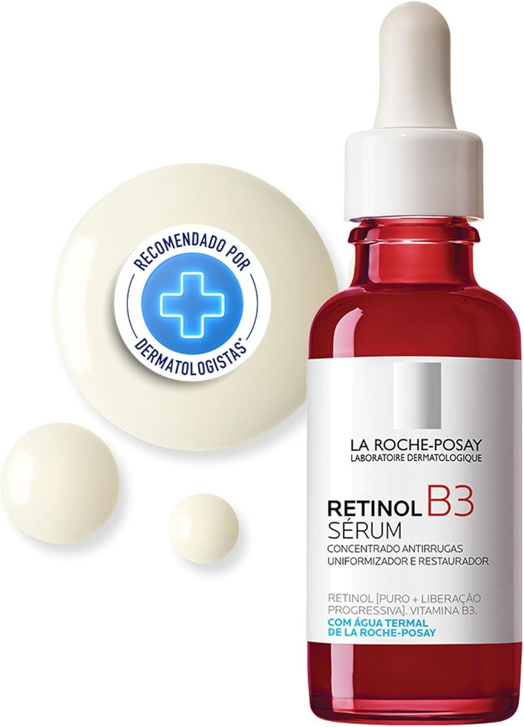 La Roche-Posay Retinol B3, Sérum Facial Antirrugas com Vitamina B3, Água Termal e Retinol Puro, Efeito Uniformizador e Restaurador para Todos os Tipos de Pele