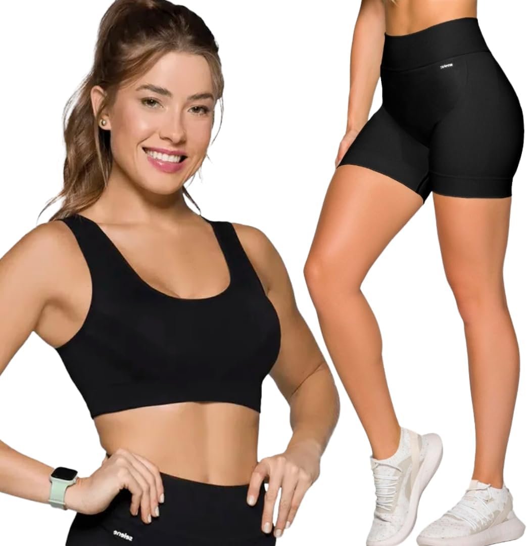 Conjunto Fitness Sem Costura Selene Short e Top Academia Feminino Adulto