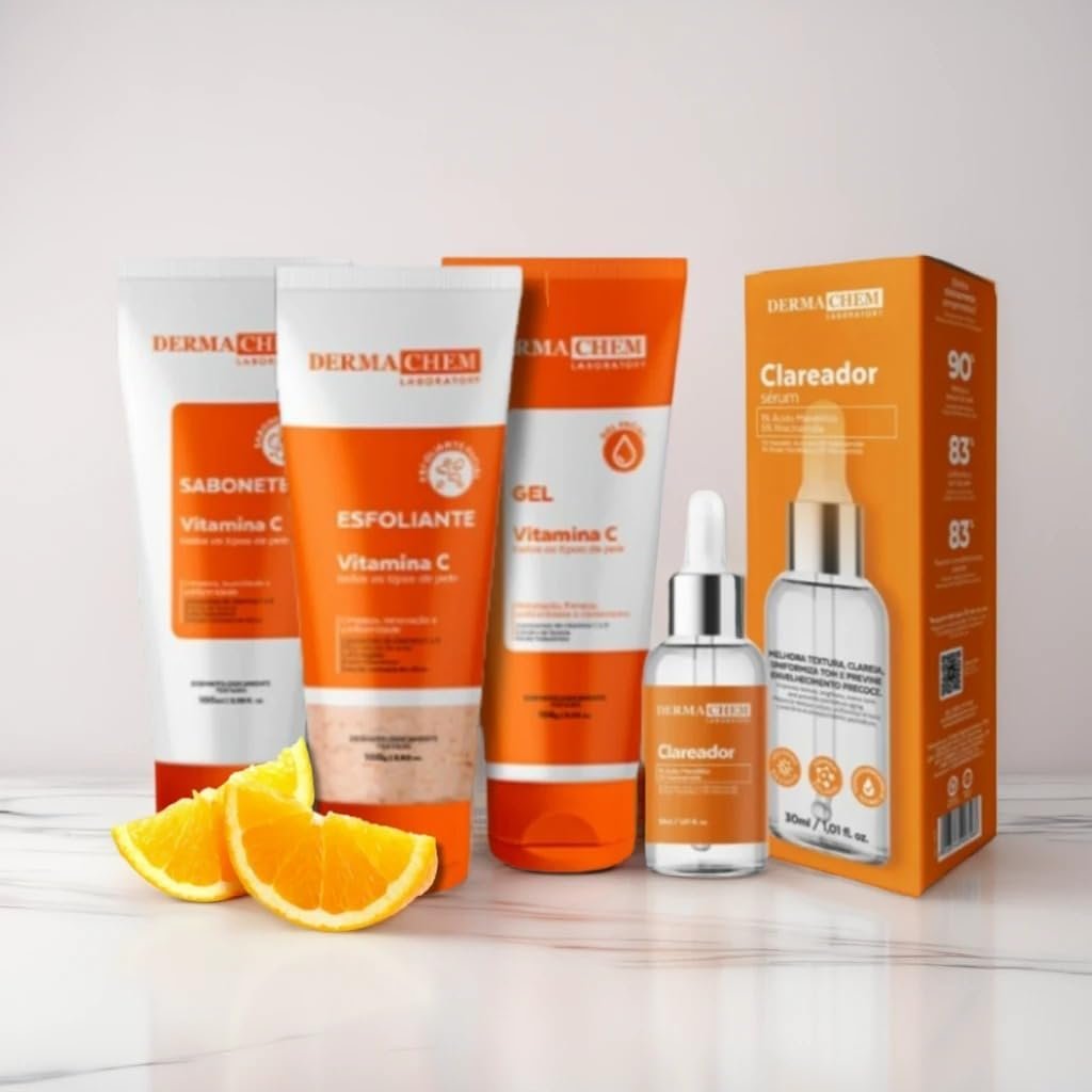 Kit Skincare Vitamina C Anti Idade + Sérum Clareador - 4 Itens 90% de EFICÁCIA COMPROVADA