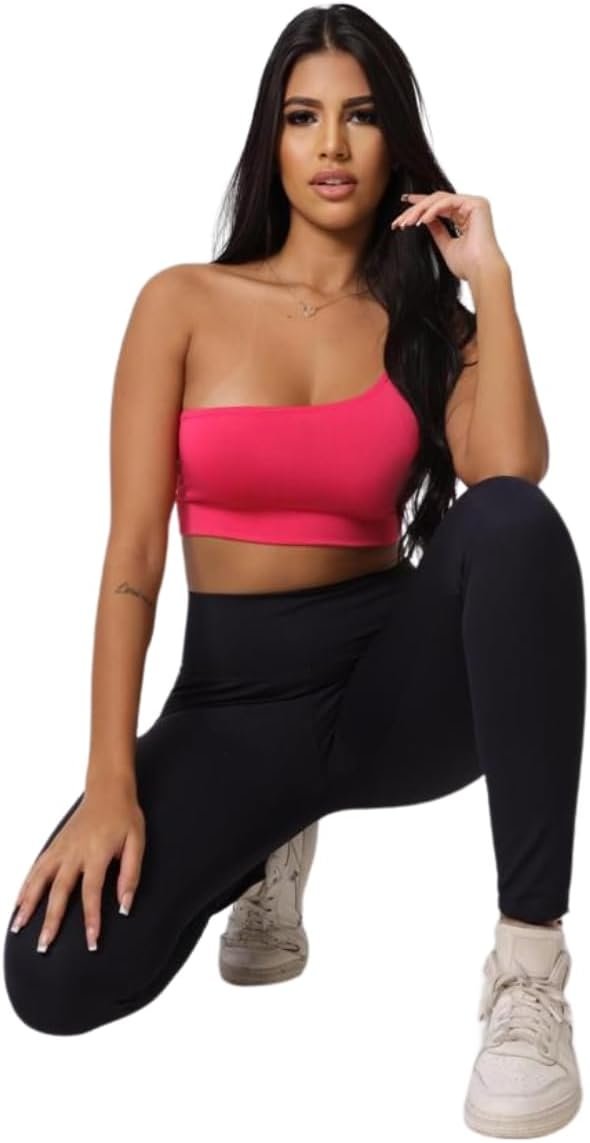 Top De Uma Alça Moda Feminina Estilo Fitness De Academia (BR, Alfa, M, Regular, Roxo)