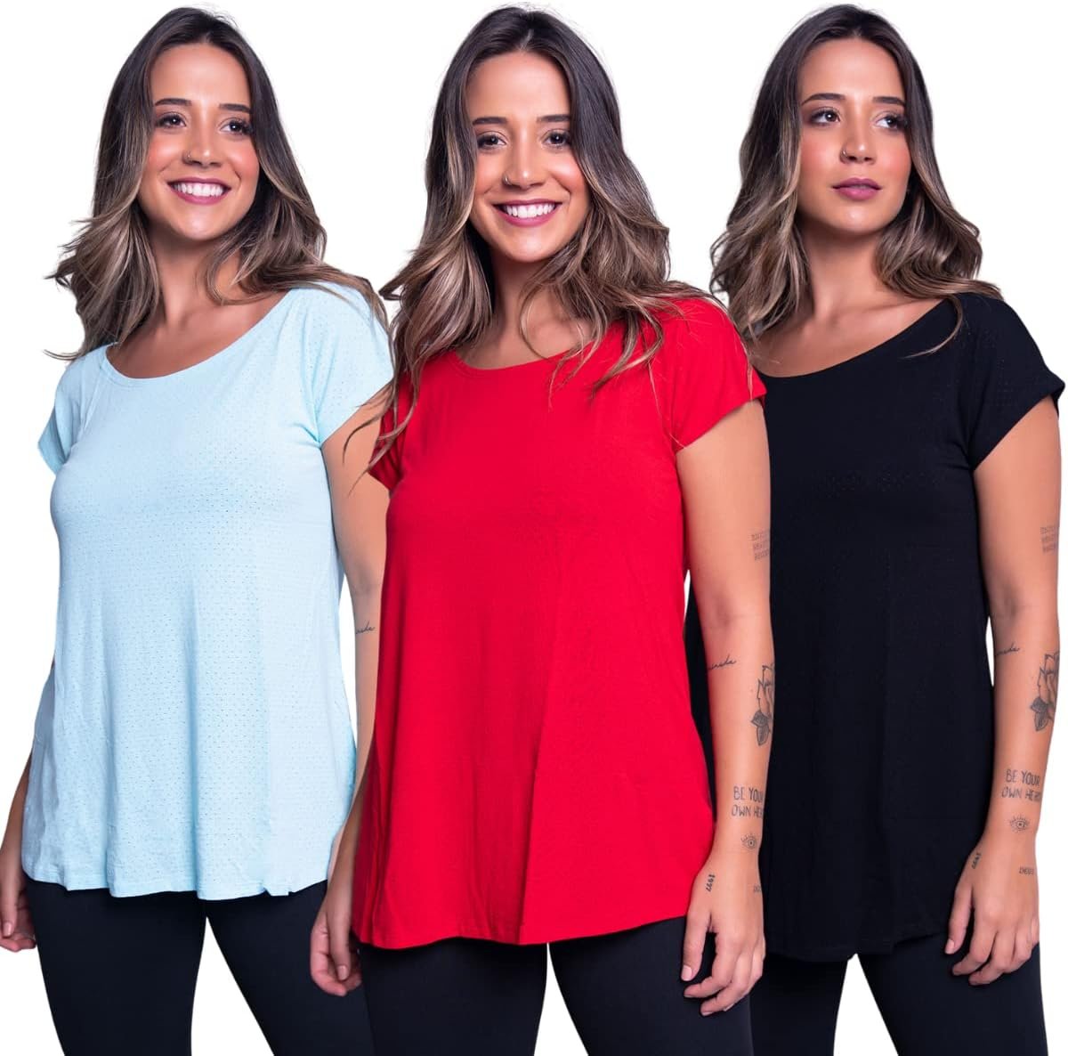 Kit 3 Blusa Mullet Feminina Academia Fitness Treino Camisa Conforto