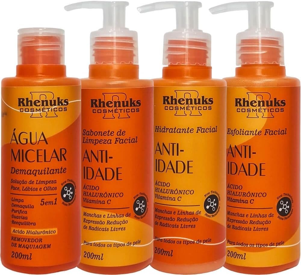 Rhenuks Skin Care - Kit Facial Anti-Idade Uso Diário (4 Produtos)