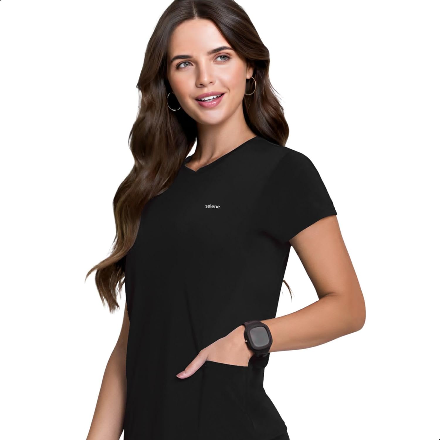 Camiseta Academia Feminina Dry Fit com Bolso Proteção UV 50+ Poliamida Fitness Selene