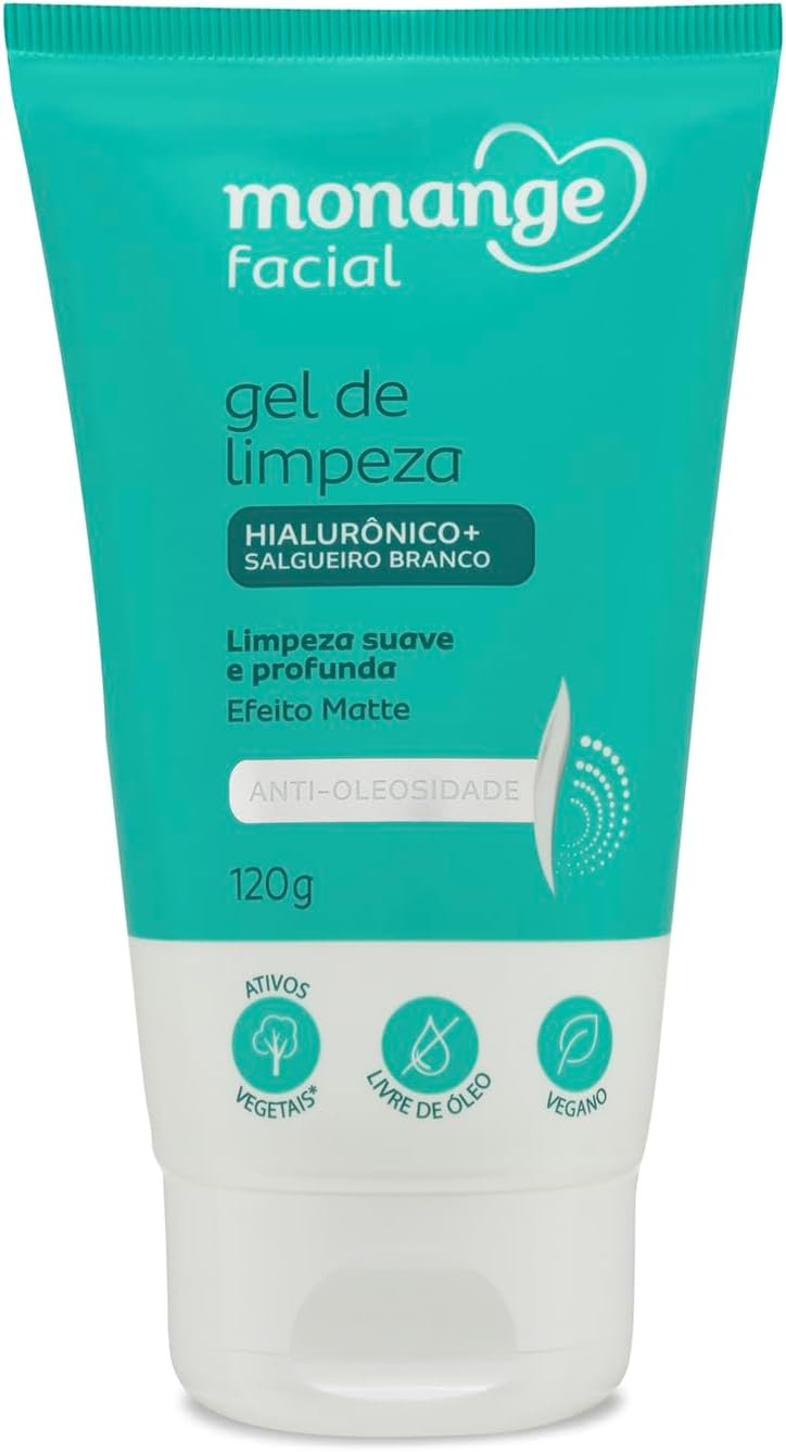 Monange Gel de Limpeza Facial Anti-oleosidade com Ácido Hialurônico e Salgueiro Branco 120g