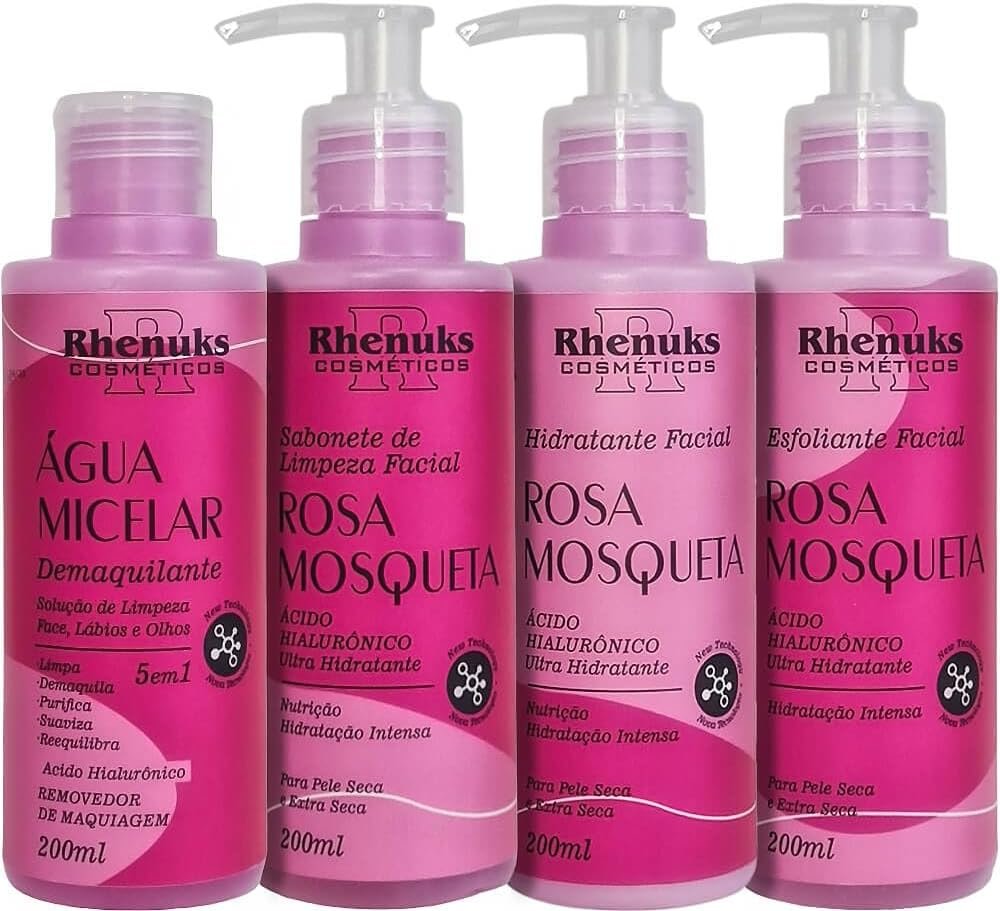 Rhenuks Skin Care - Kit Facial Rosa Mosqueta Uso Diário (4 Produtos)