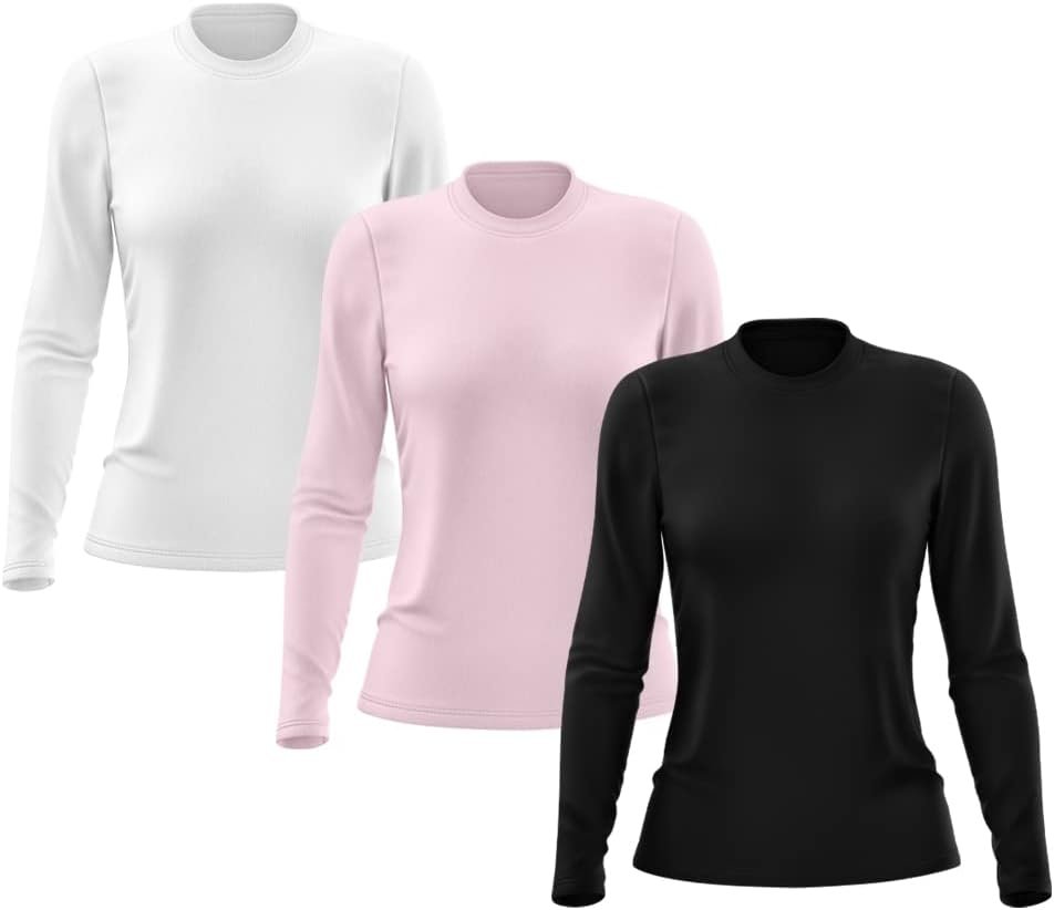 Kit 3 Camisetas Feminina Manga Longa Térmica Proteção Solar UV Dry Fit Segunda Pele X