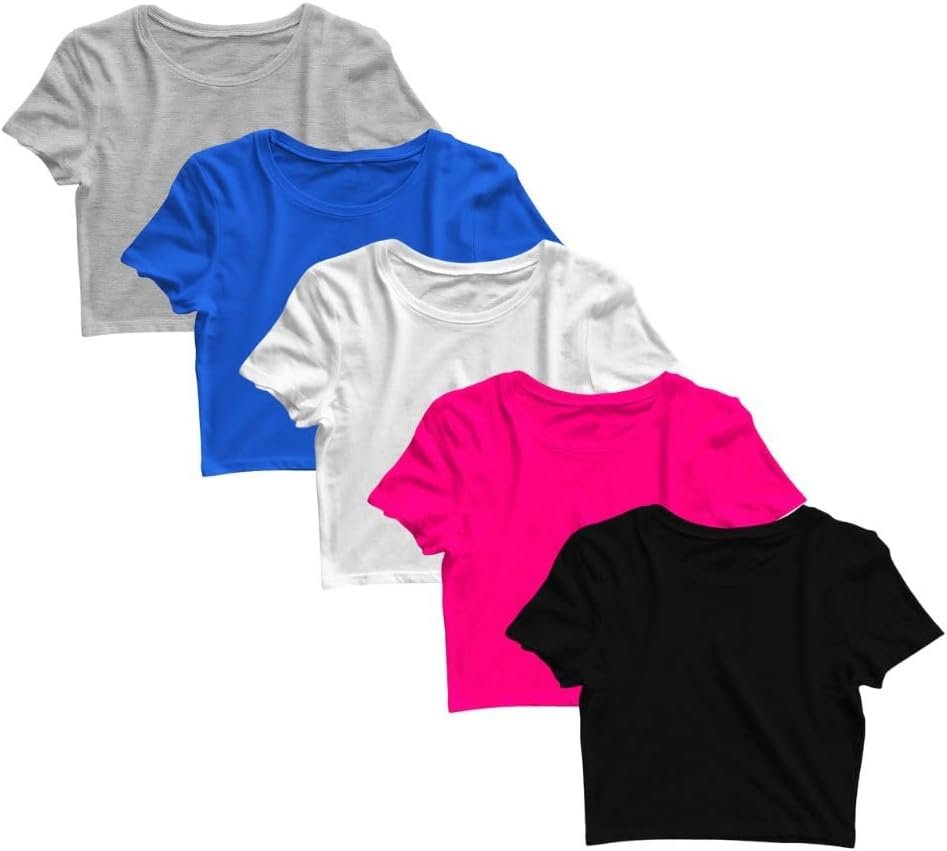 MODA FITNESS DELLASFIT, Kit 5 Blusas Cropped Feminina Dry Academia Treino Camiseta