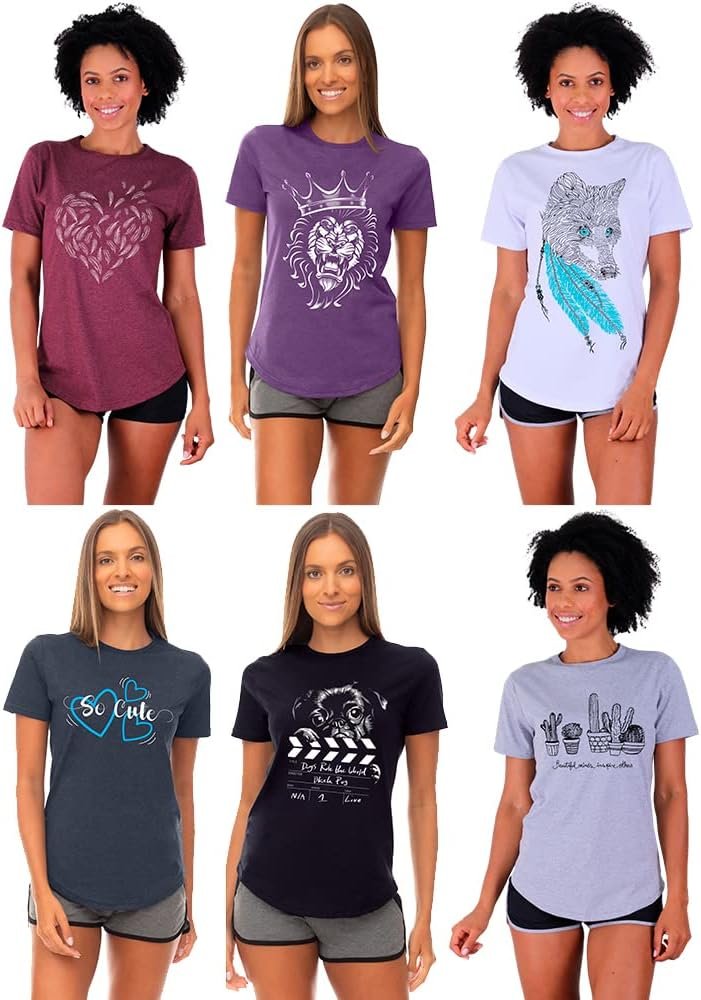 Kit 6 Camisetas Longline Feminina MXD Conceito Slim Fitness Casual Muitas Estampas
